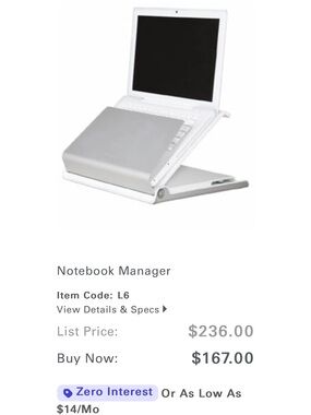 Adjustable Laptop Stand in White and Silver - Notebook Manager